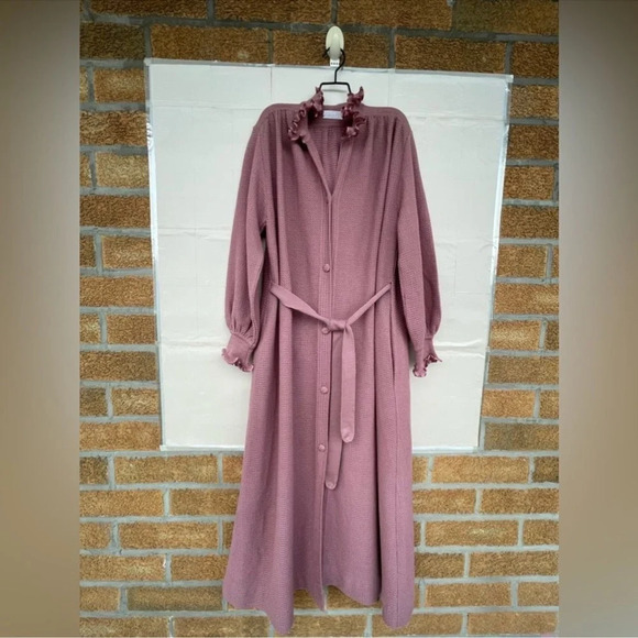 Liseuses Poggi 1973 virgin wool dusty pink Robe dress size large - Picture 4 of 16